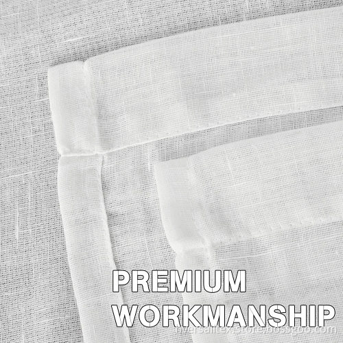 Semi Sheer White Curtains Nickel Grommet Linen Curtain
